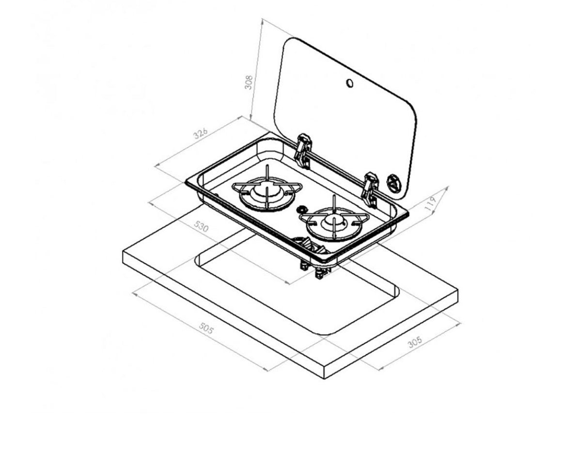 Cocina 2 fuegos con Tapa