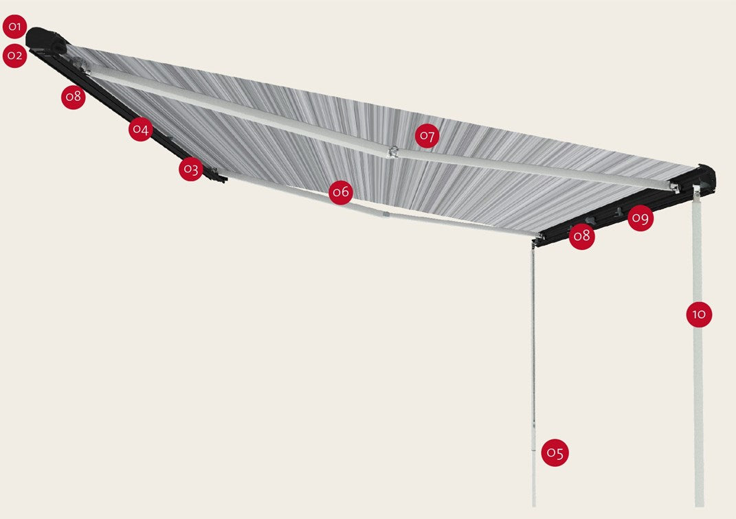 Toldo F80 S 290 Carcasa Blanco Polar y Tela Gris Real 2,9 m x 2 m