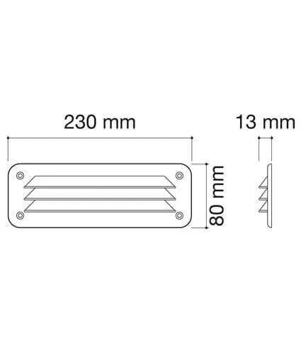 Rejilla Aireación 230x80 mm SIN Mosquitera Blanco 35cm2 Camper
