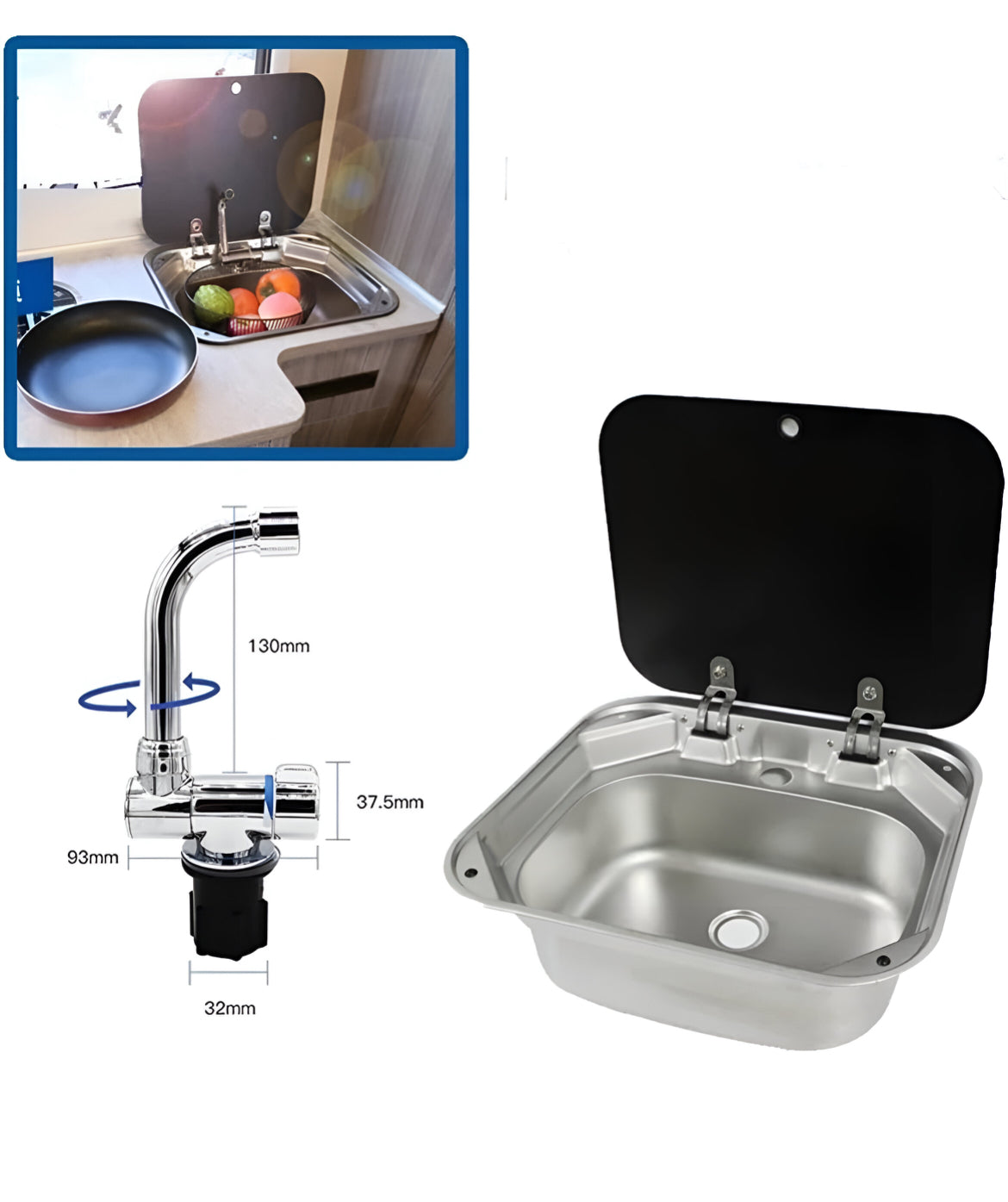 Kit fregadero para autocaravanas Lavabo con grifo.