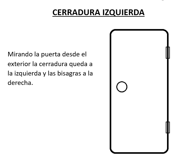 Cerradura izquierda con tirador redondo blanco