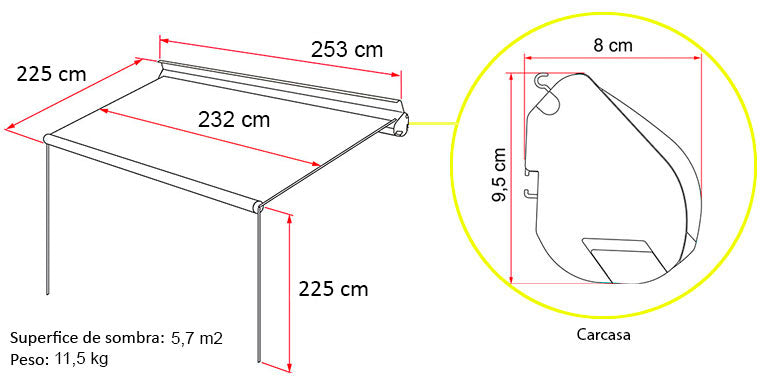 Toldo Fiamma F35 Pro 250 Deep Black