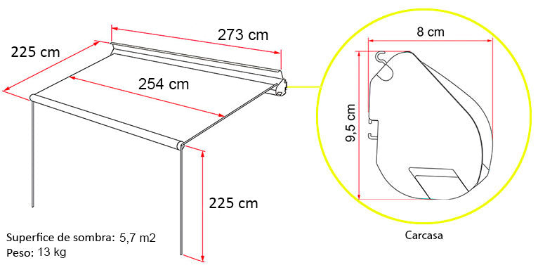 Toldo Fiamma F35 Pro 270 Deep Black