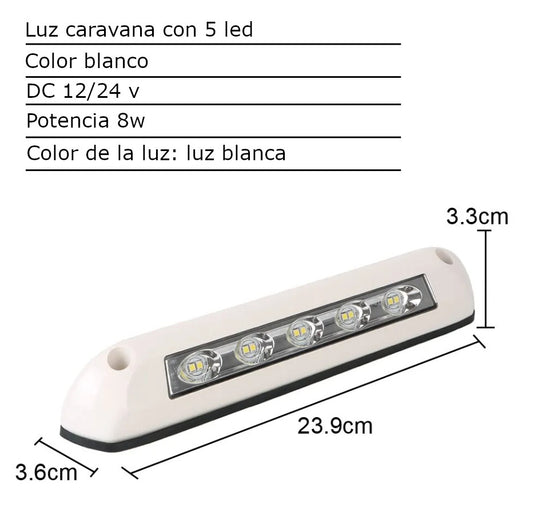 Foco 5 led porche exterior caravana blanco