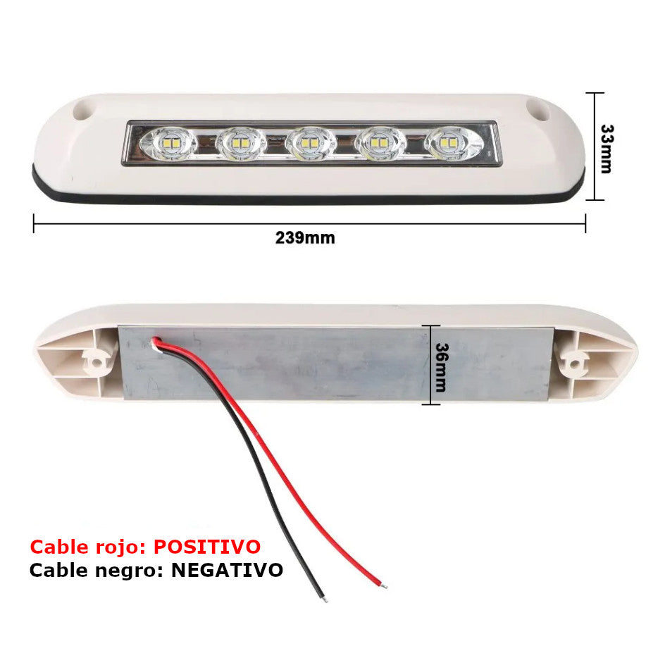 Foco 5 led porche exterior caravana negro